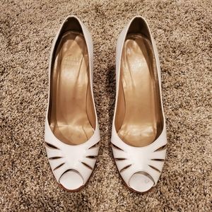 Stuart Weitzman Ivory Peep Toe Pumps, 8.5